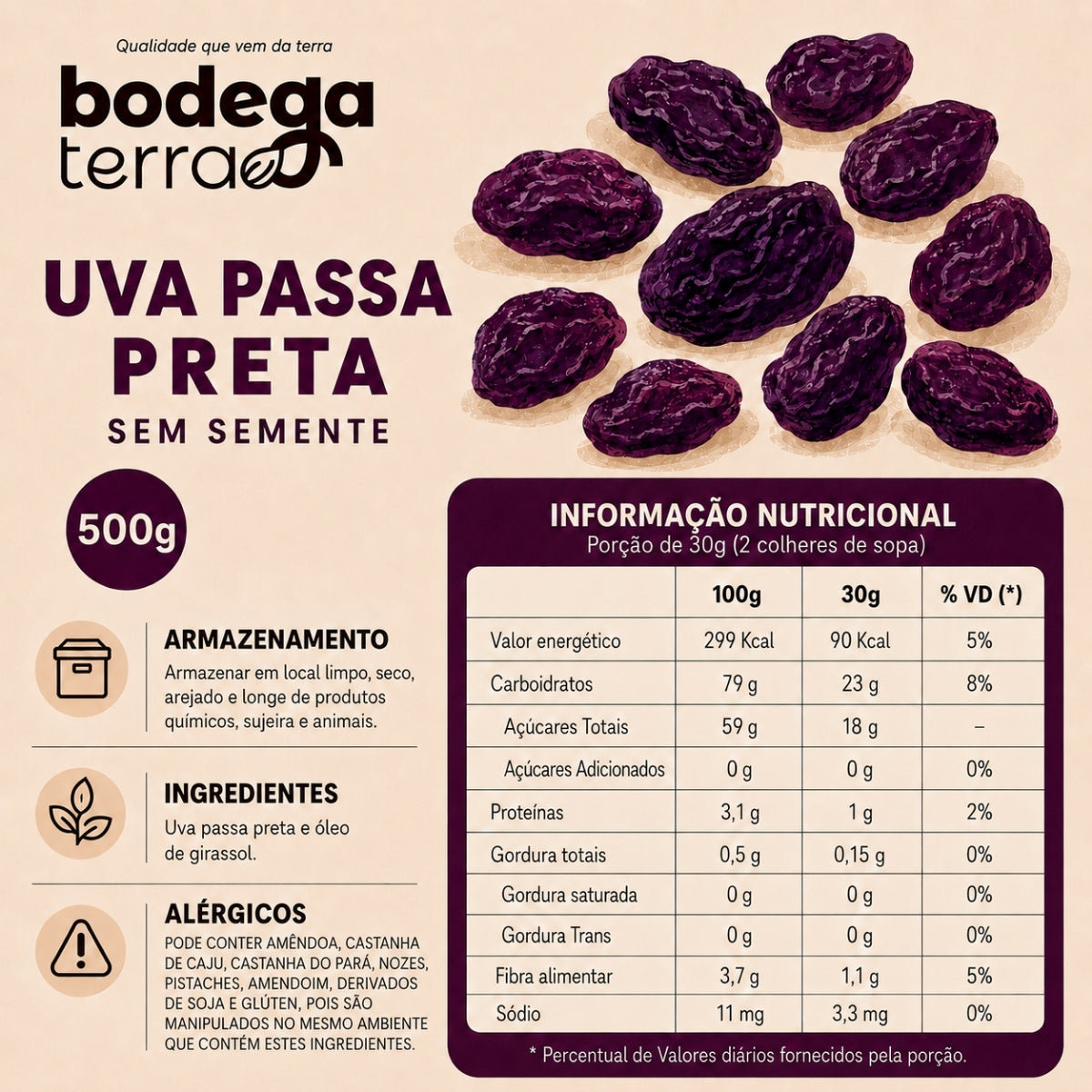 Uva Passa Preta Sem Semente