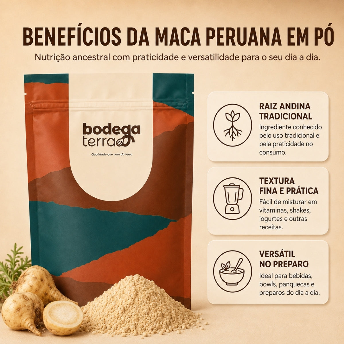 Maca Peruana em Pó 100% Pura