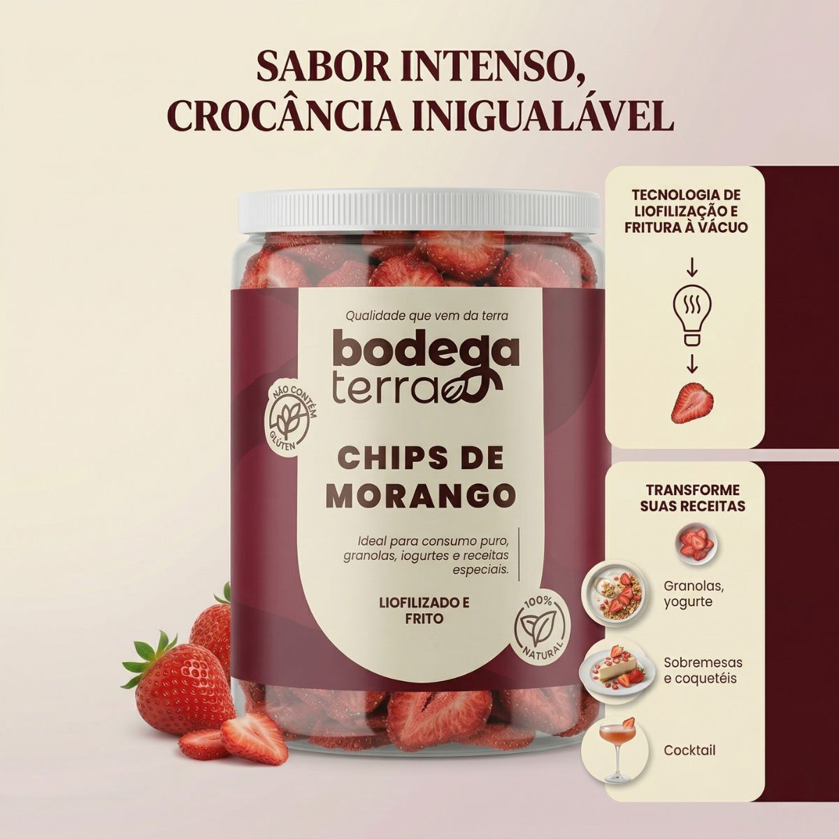Chips De Morango Natural Liofilizado